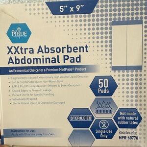 Med Pride XXtra Absorbent Abdominal pad (50) New in box, haven’t used any